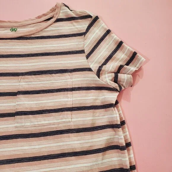 🖤 Dip Pink White Black Stripped T-Shirt 🖤 - Picture 3 of 12